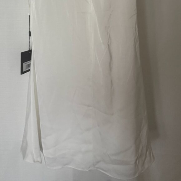 White Rhinestone Neckline Draped Mini Dress Womens Gown Mac Duggal - Picture 13 of 13